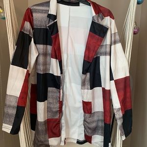 Lightweight-Womens Large Shirt Jacket Burgundy,Black,Tan